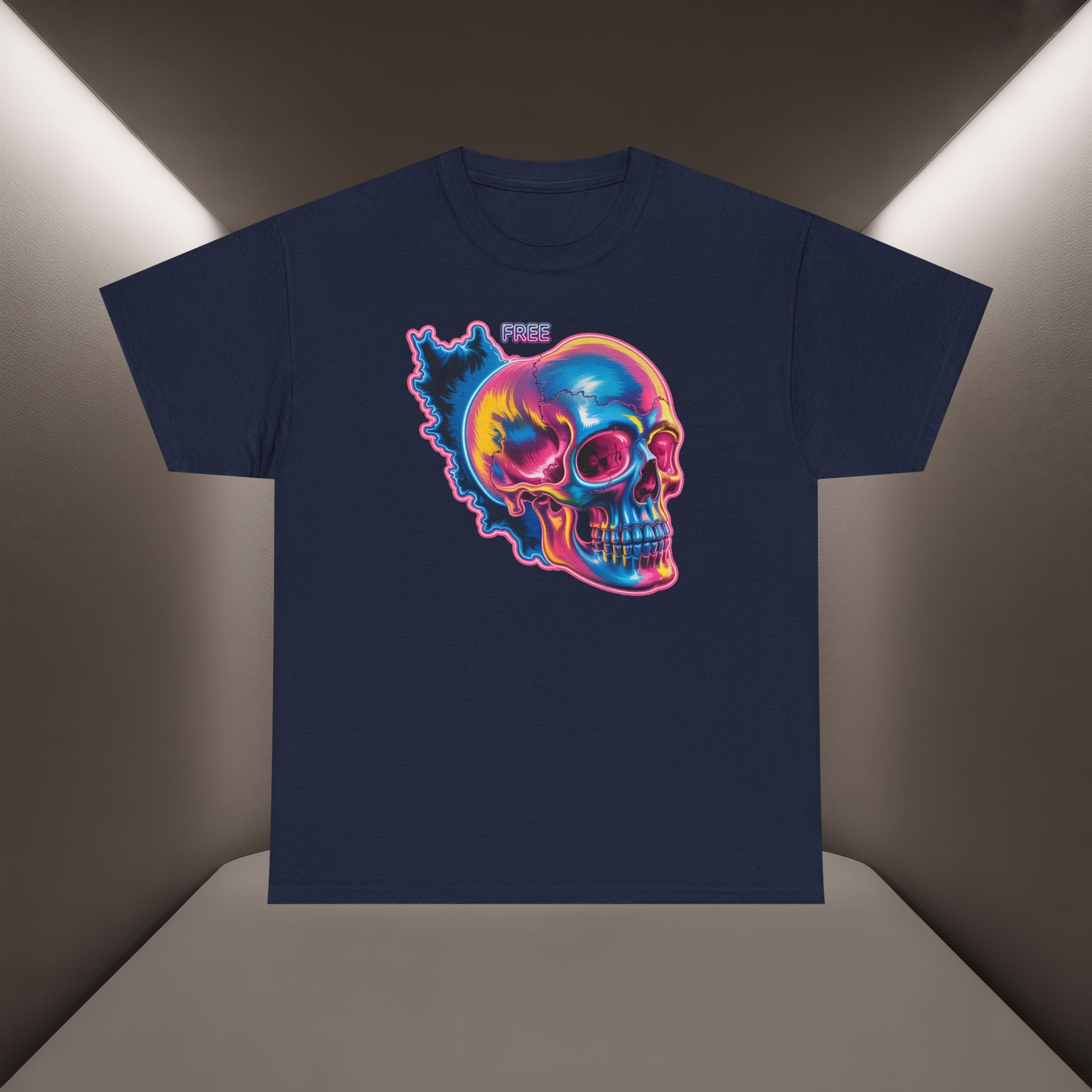 Neon Skull in Iran's map shape T-Shirt — Premium Quality