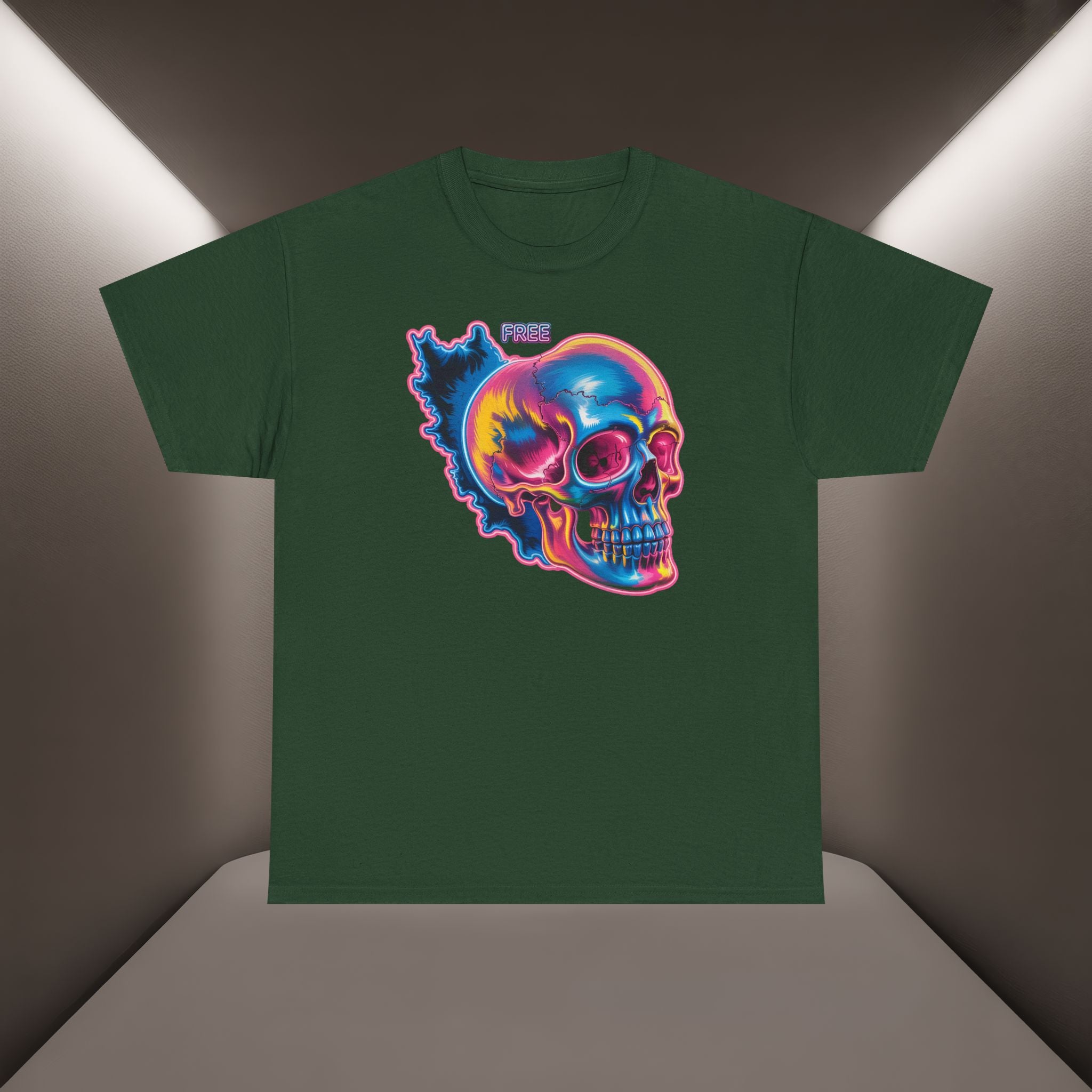 Neon Skull in Iran's map shape T-Shirt — Premium Quality