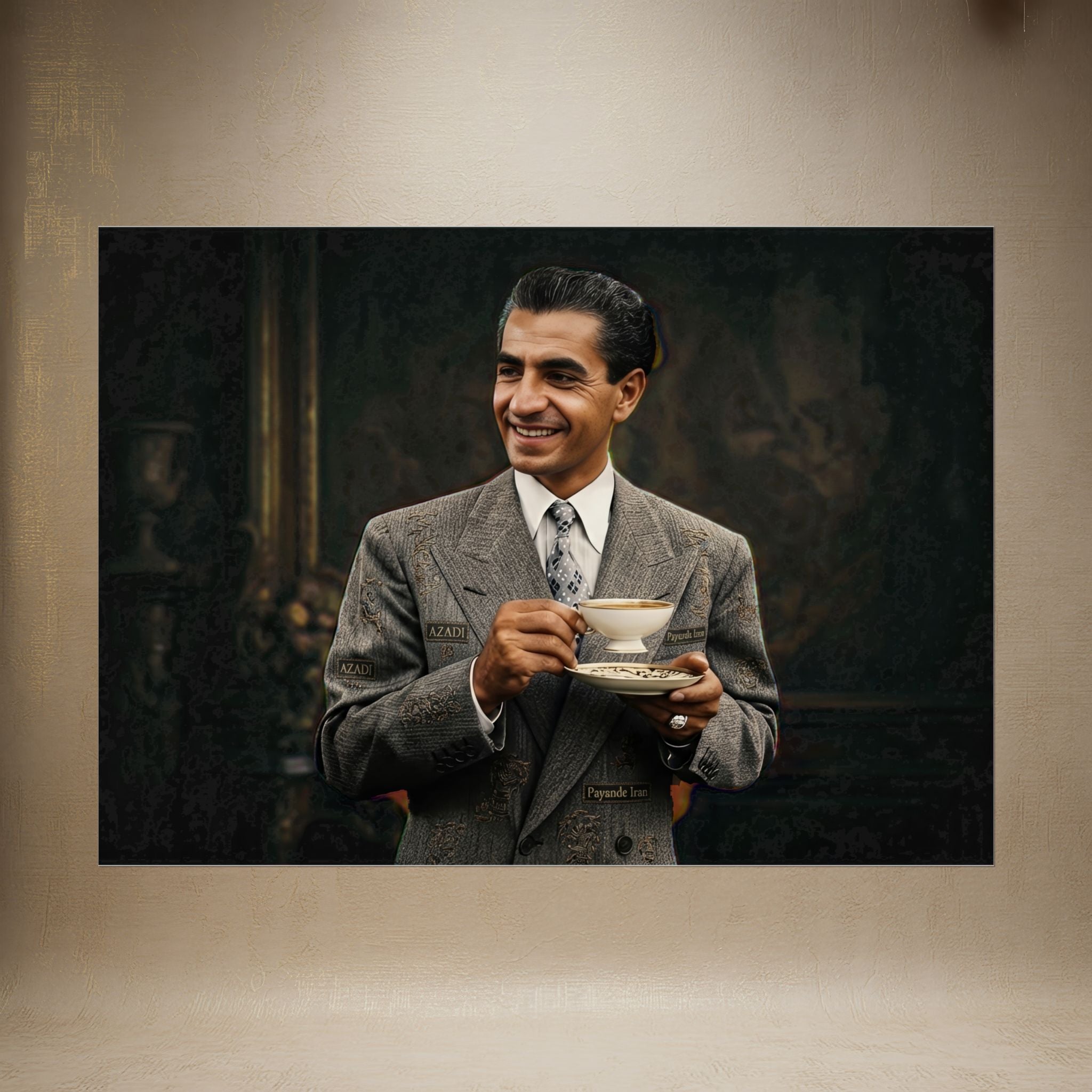 The Gentleman "Shah" of Iran is Drinking Tea, Digital Art Poster — Rolled Art Print
