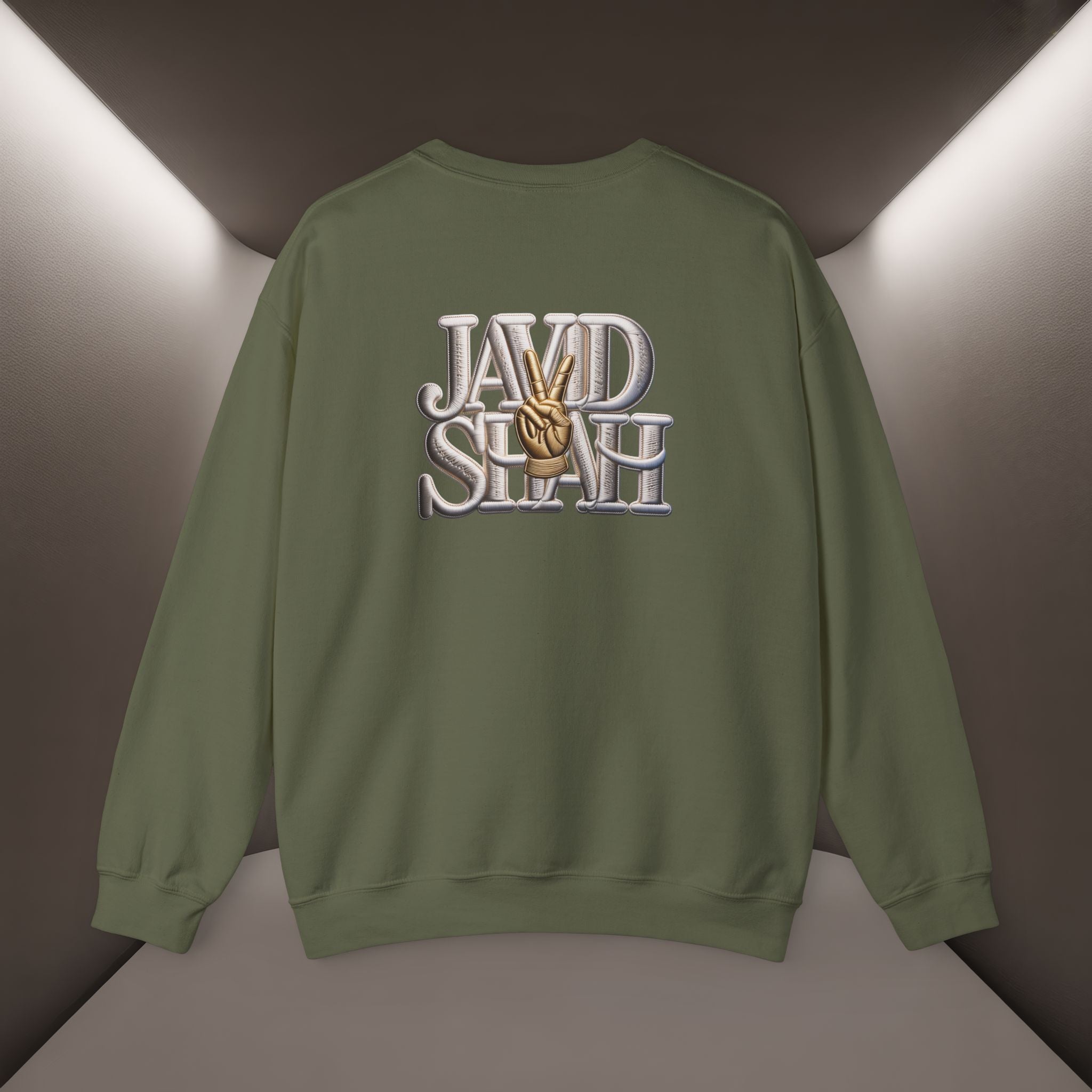 Javid Shah Peace Sign printed Sweatshirt — Vintage Script Logo Crewneck