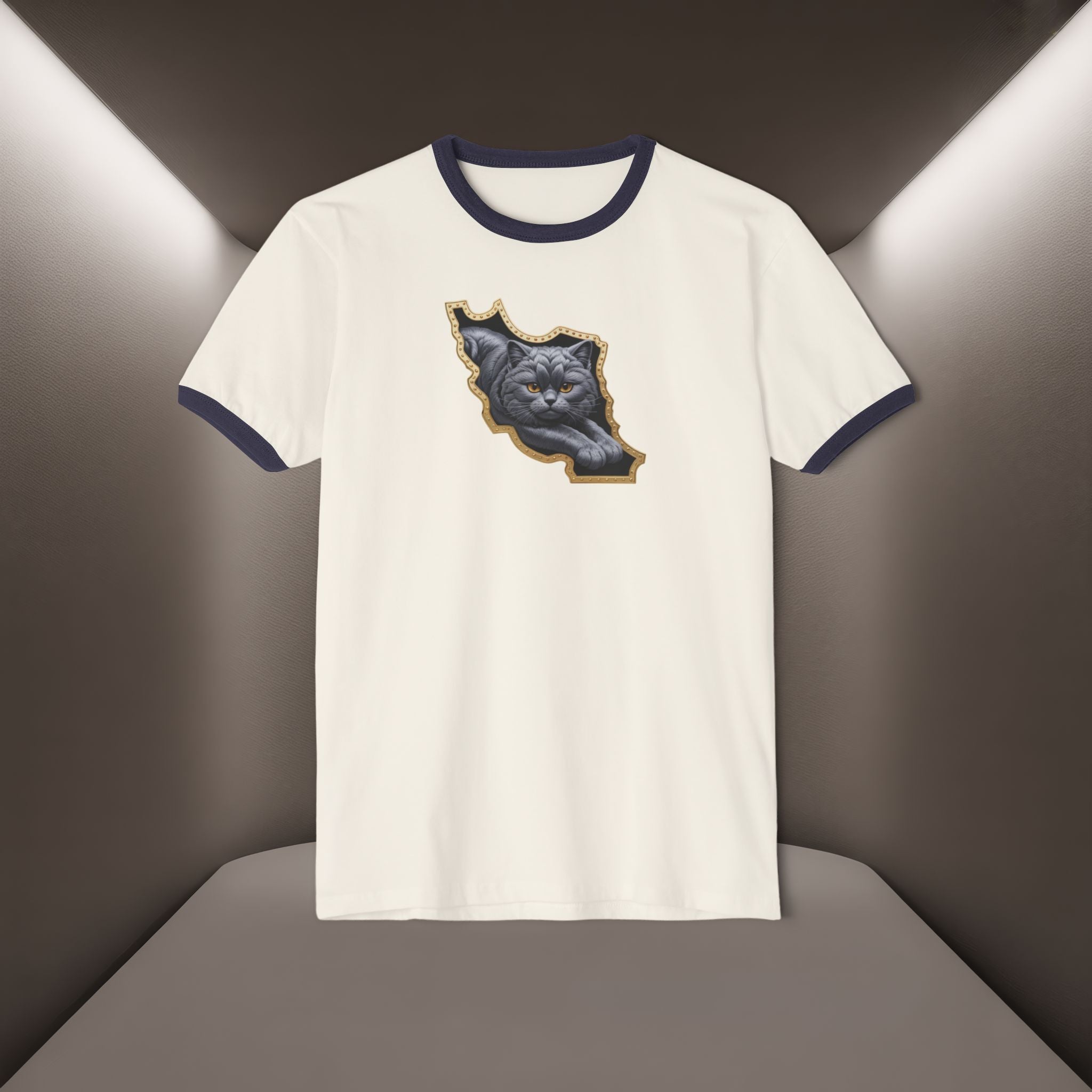 Persian Cat in a Persian Map Unisex Cotton Ringer T-Shirt - Premium quality