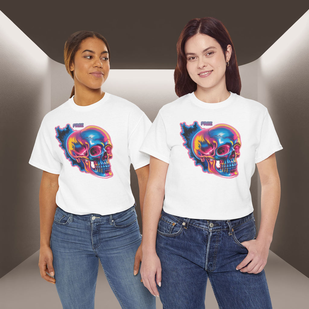 Neon Skull in Iran's map shape T-Shirt — Premium Quality