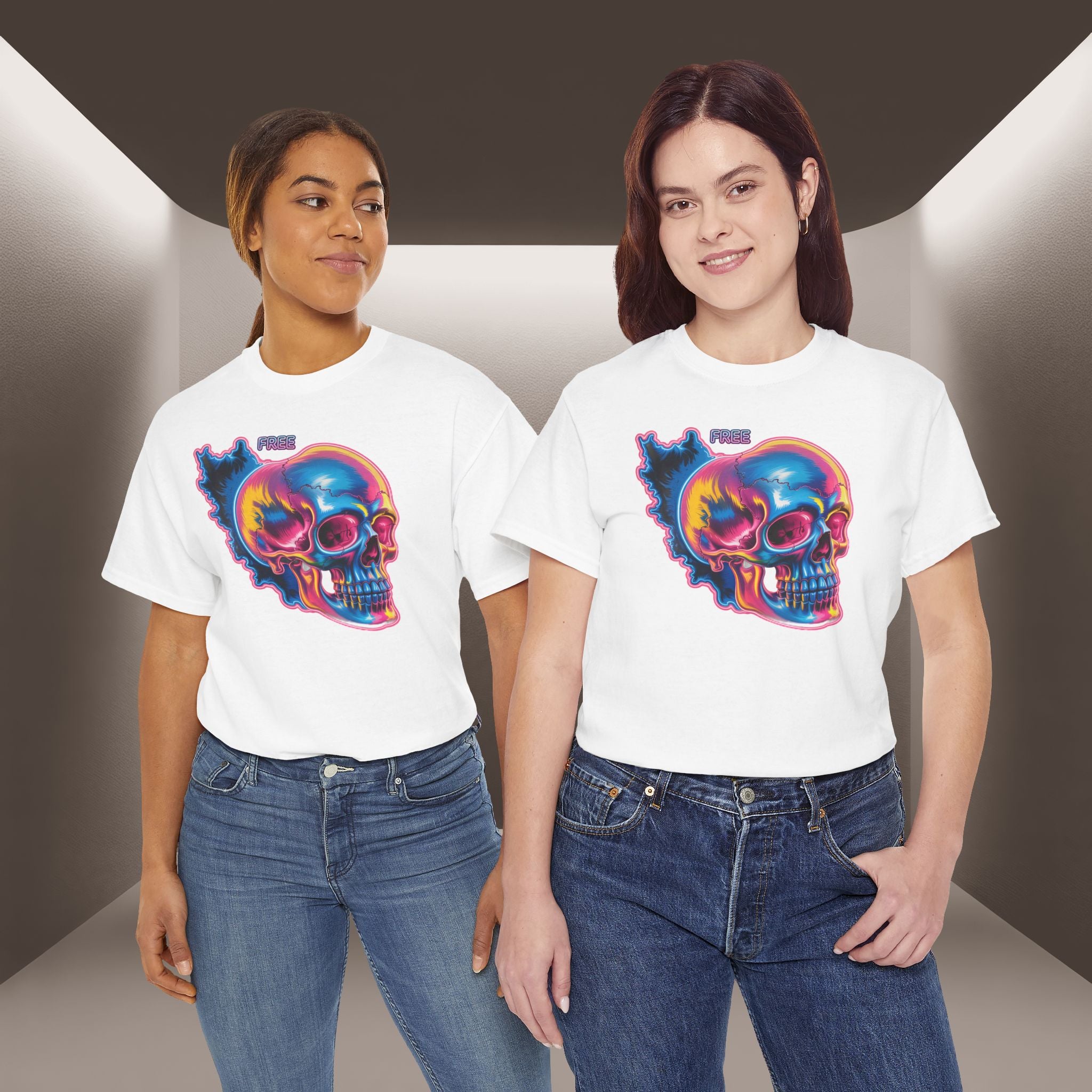 Neon Skull in Iran's map shape T-Shirt — Premium Quality