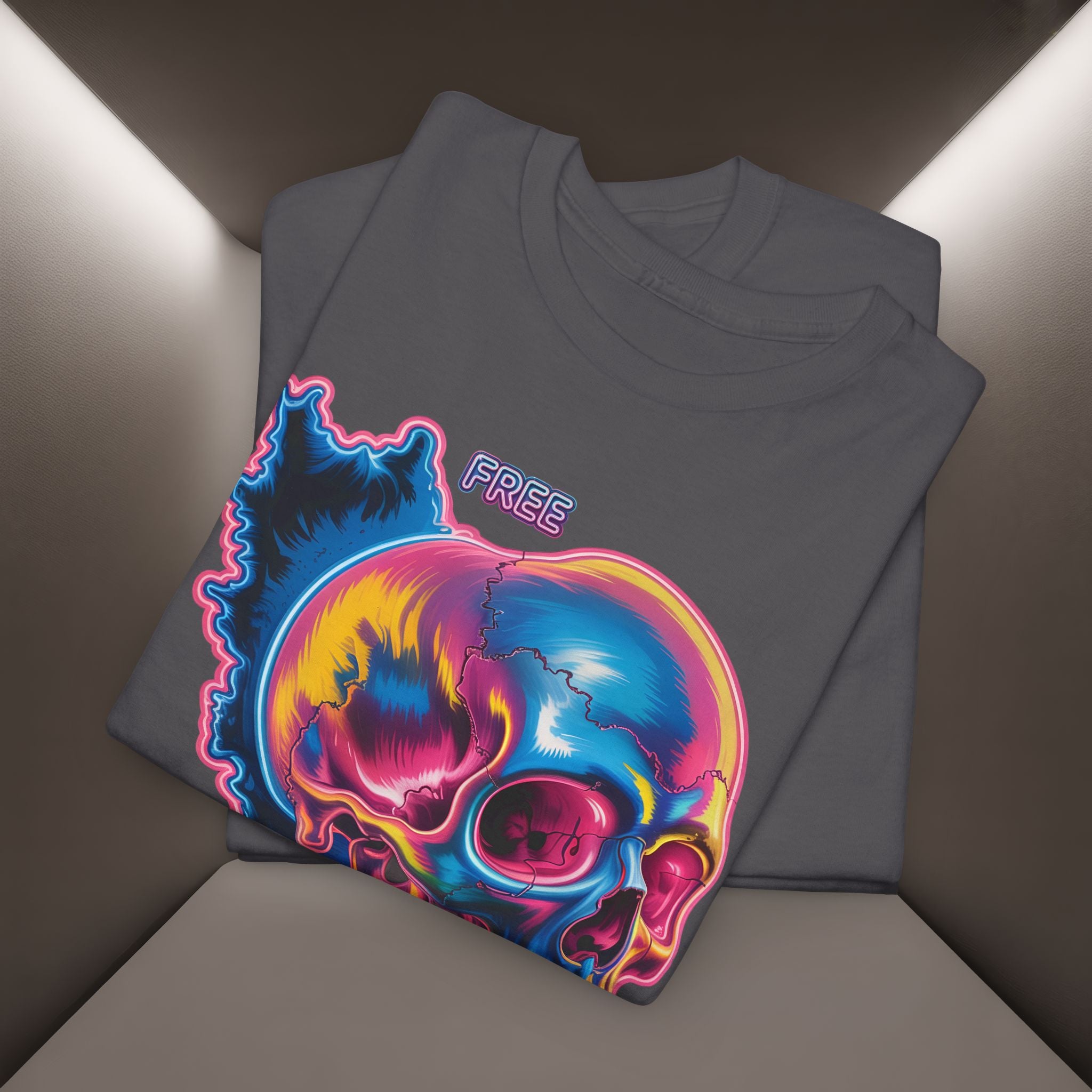 Neon Skull in Iran's map shape T-Shirt — Premium Quality