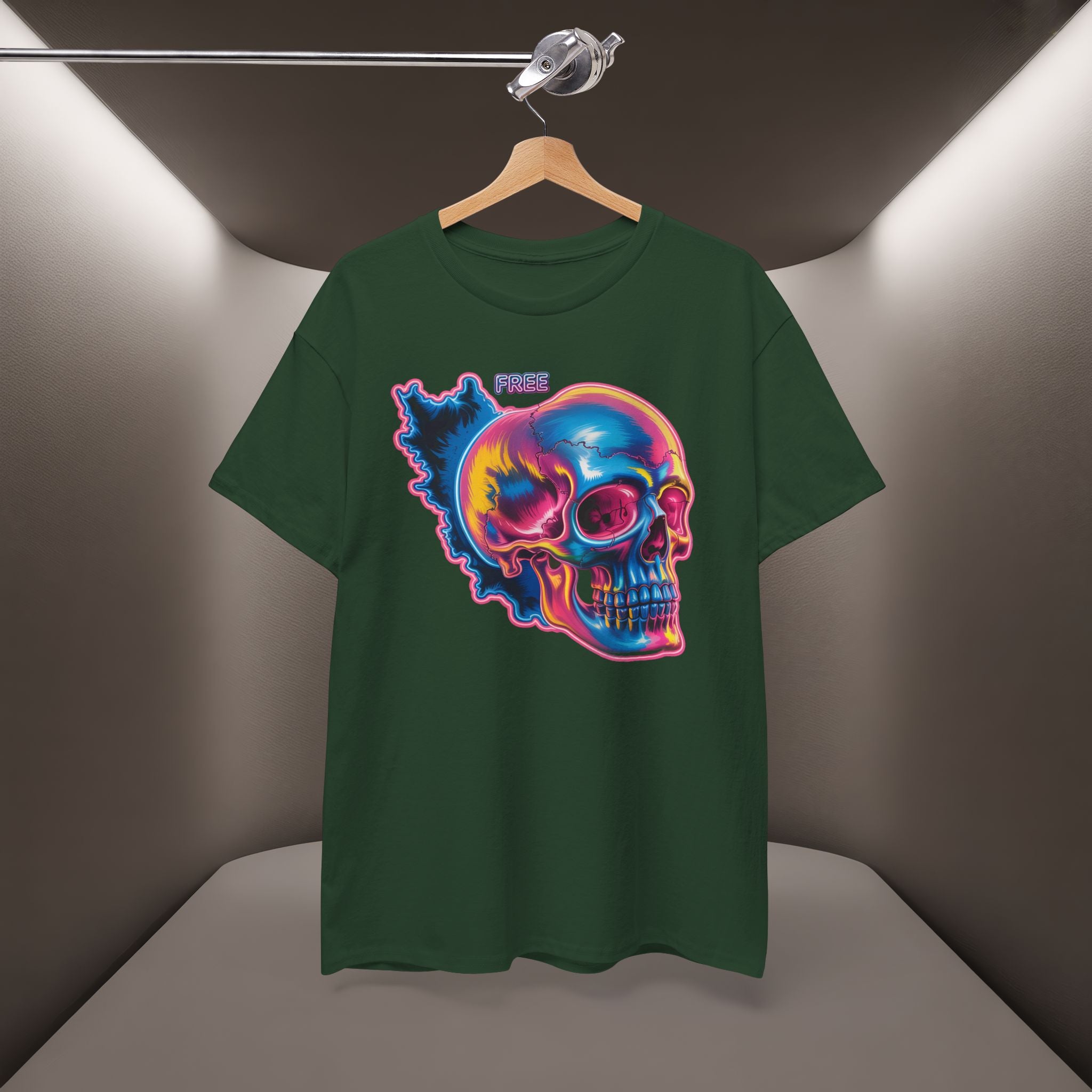 Neon Skull in Iran's map shape T-Shirt — Premium Quality