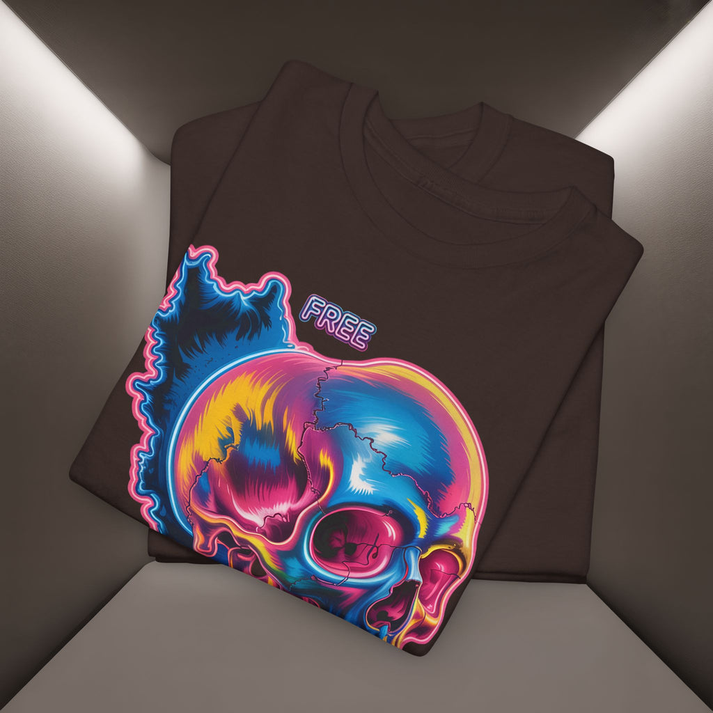 Neon Skull in Iran's map shape T-Shirt — Premium Quality