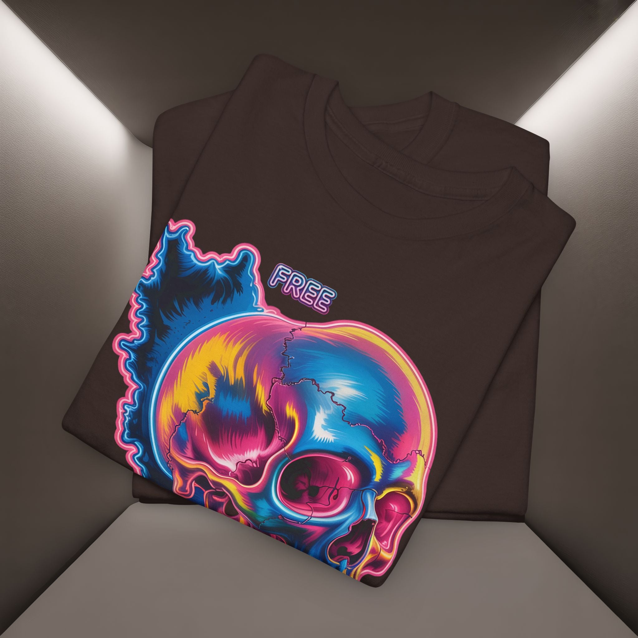Neon Skull in Iran's map shape T-Shirt — Premium Quality