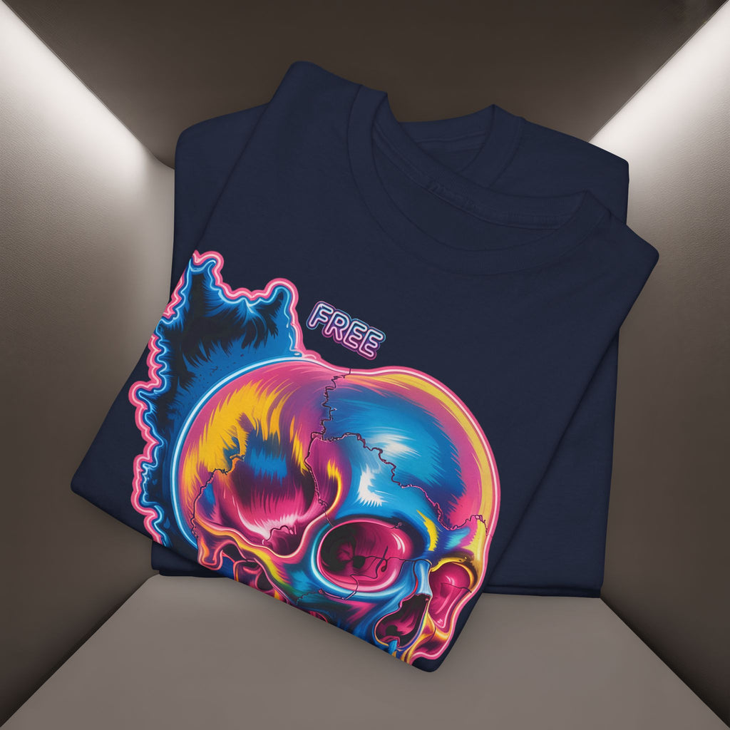 Neon Skull in Iran's map shape T-Shirt — Premium Quality