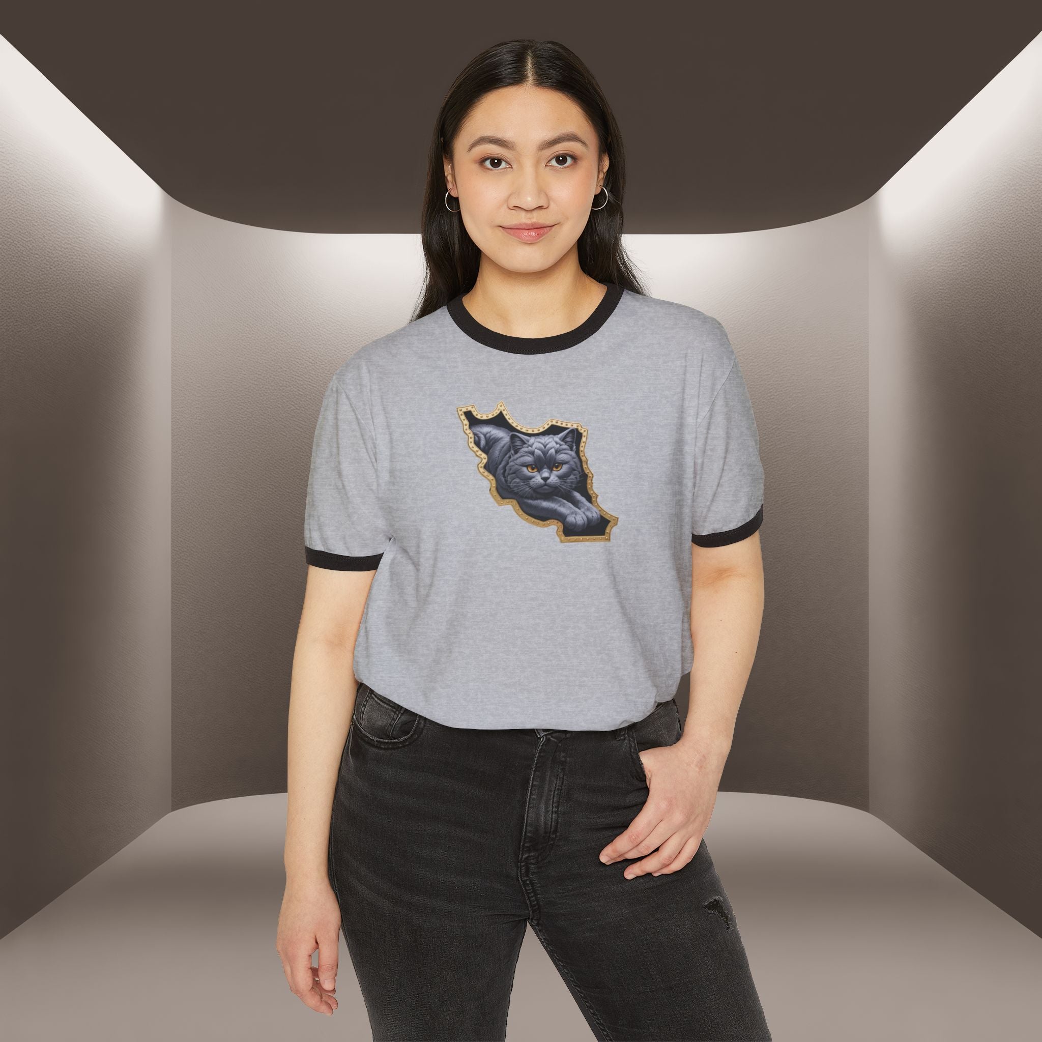 Persian Cat in a Persian Map Unisex Cotton Ringer T-Shirt - Premium quality