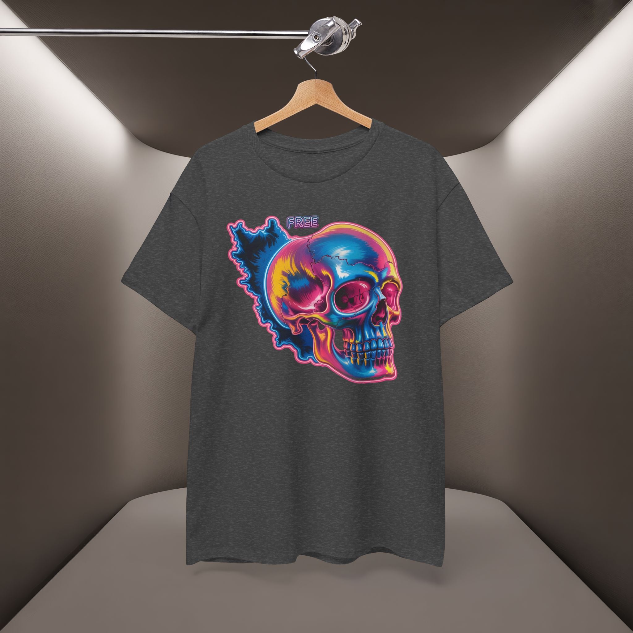Neon Skull in Iran's map shape T-Shirt — Premium Quality