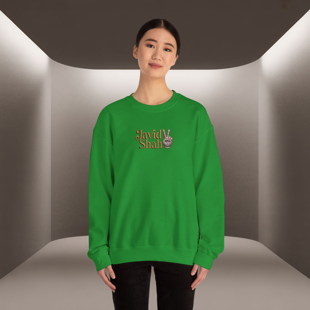 Javid Shah Peace Sign printed Sweatshirt — Vintage Script Logo Crewneck