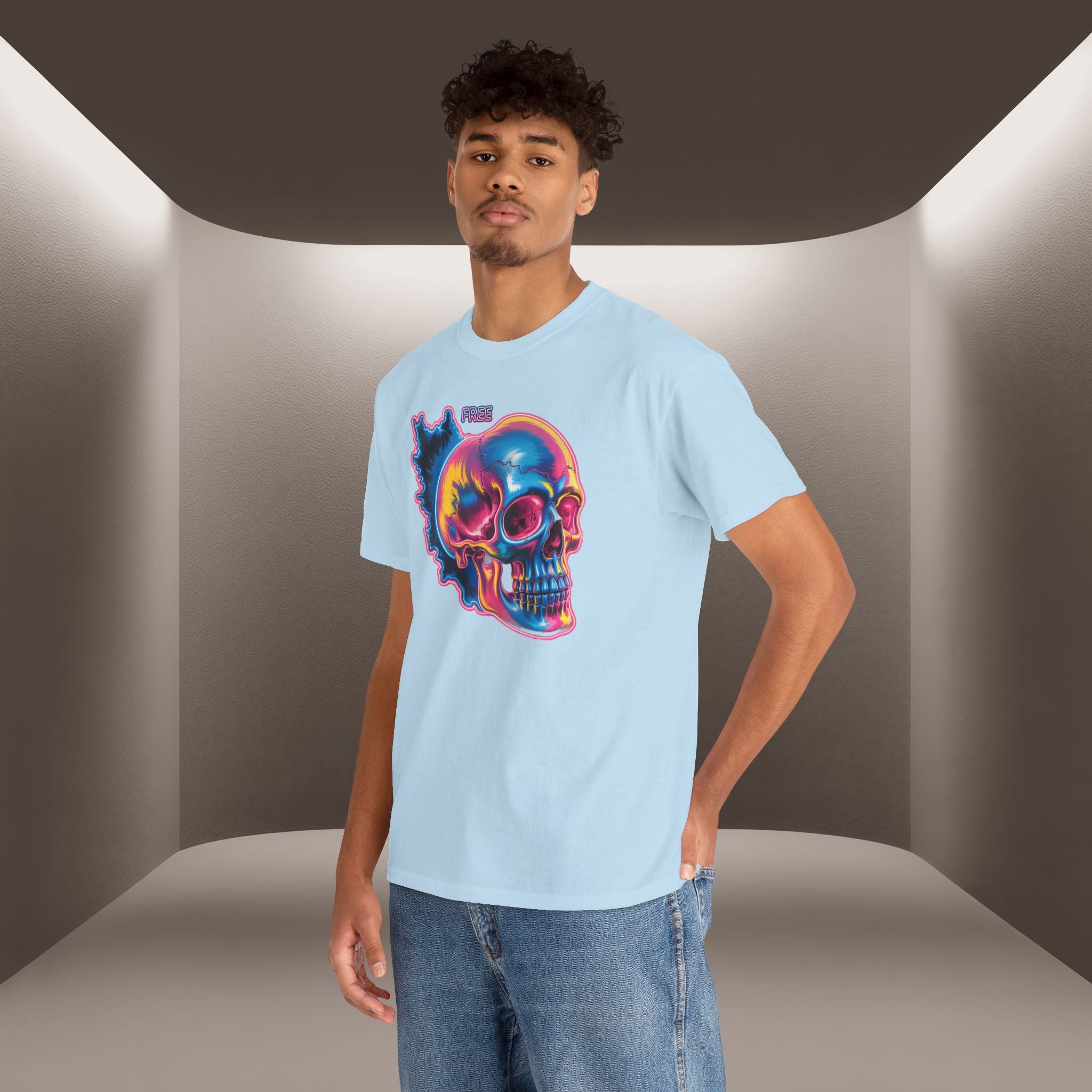Neon Skull in Iran's map shape T-Shirt — Premium Quality