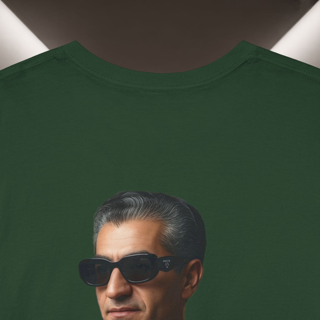 Mohammadreza Pahlavi the former "King" of Iran Portrait —Front: Iran's map patch