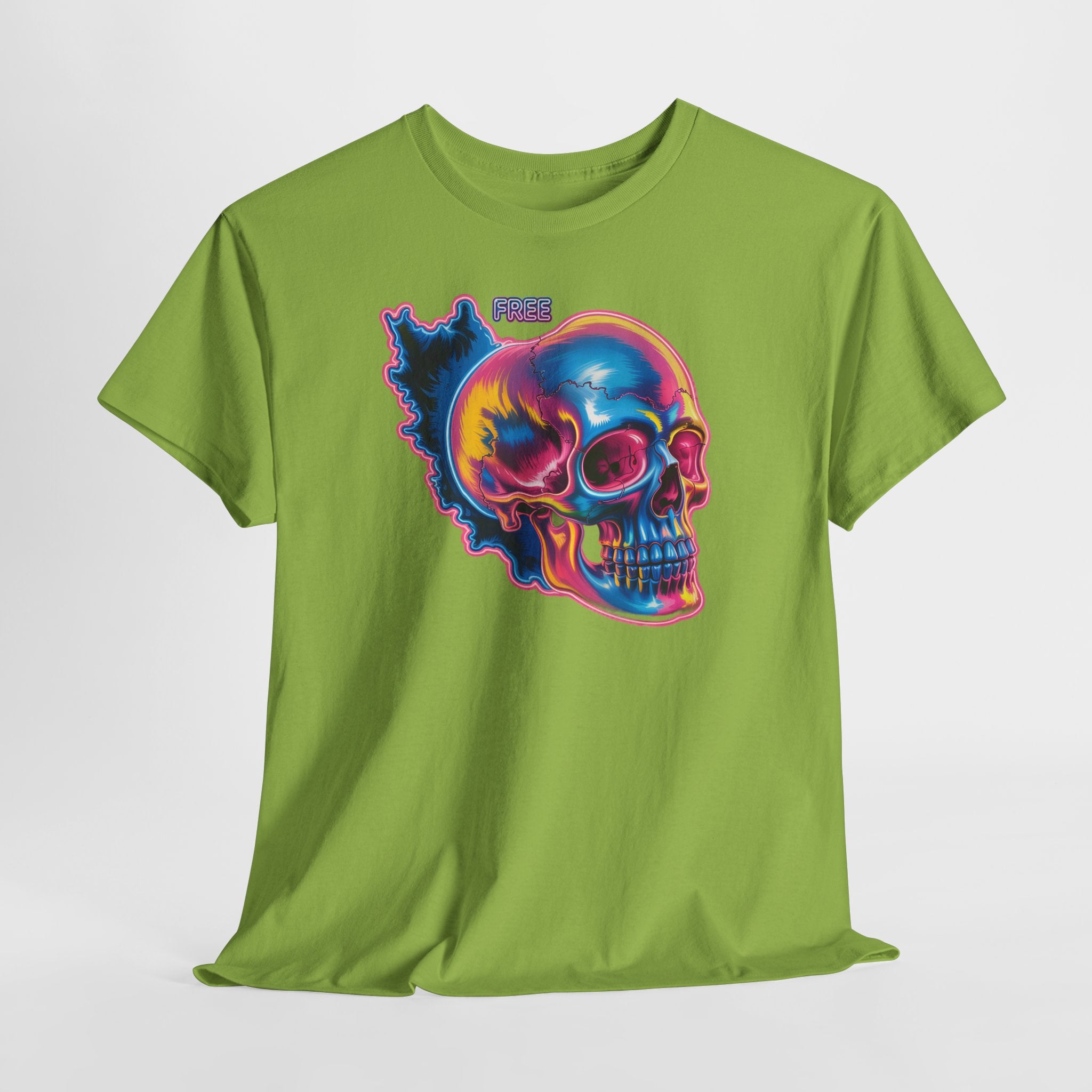Neon Skull in Iran's map shape T-Shirt — Premium Quality