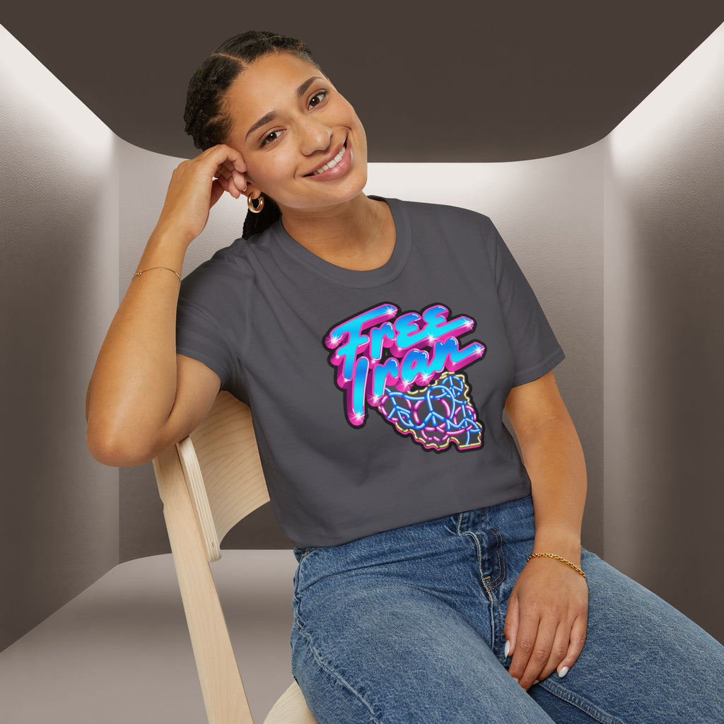 Free Flow California T-Shirt — Retro Neon Peace Sign Graphic