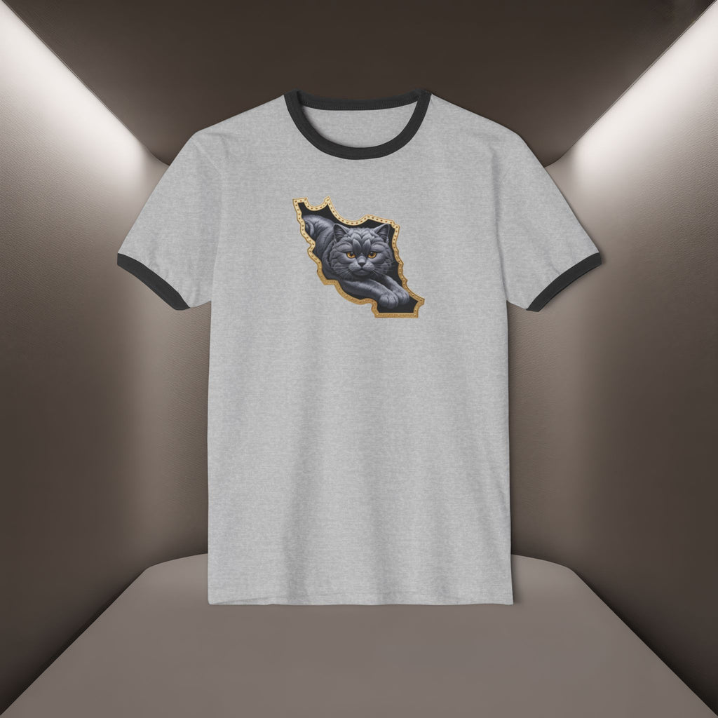 Persian Cat in a Persian Map Unisex Cotton Ringer T-Shirt - Premium quality