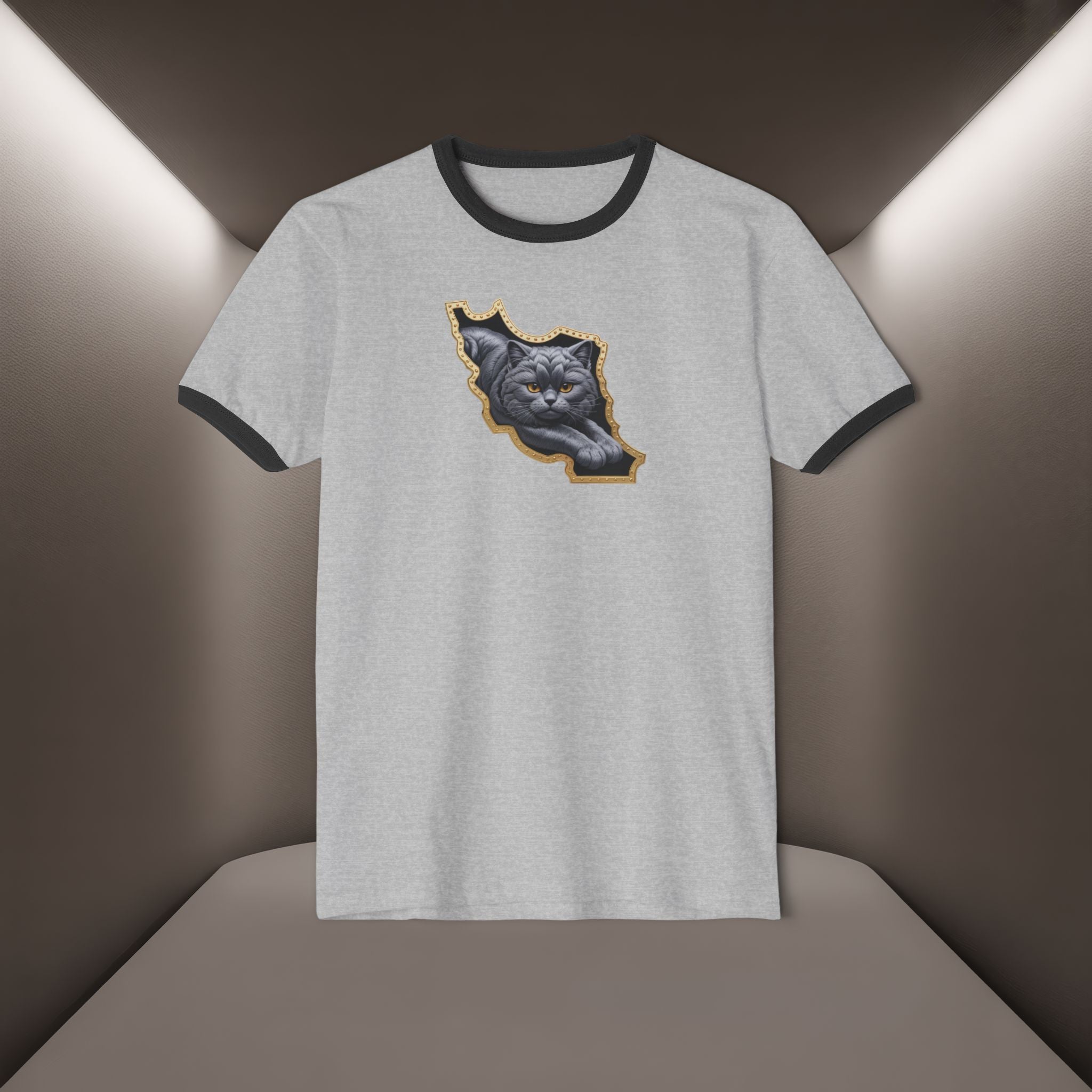 Persian Cat in a Persian Map Unisex Cotton Ringer T-Shirt - Premium quality