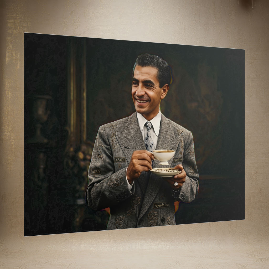 The Gentleman "Shah" of Iran is Drinking Tea, Digital Art Poster — Rolled Art Print