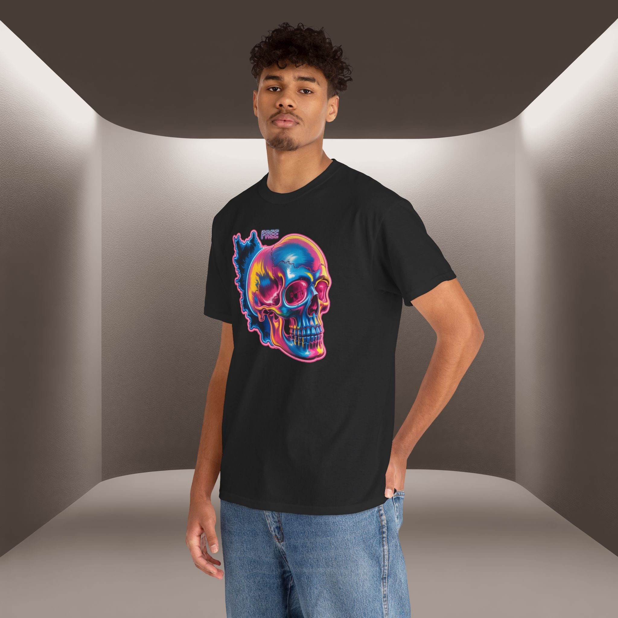 Neon Skull in Iran's map shape T-Shirt — Premium Quality