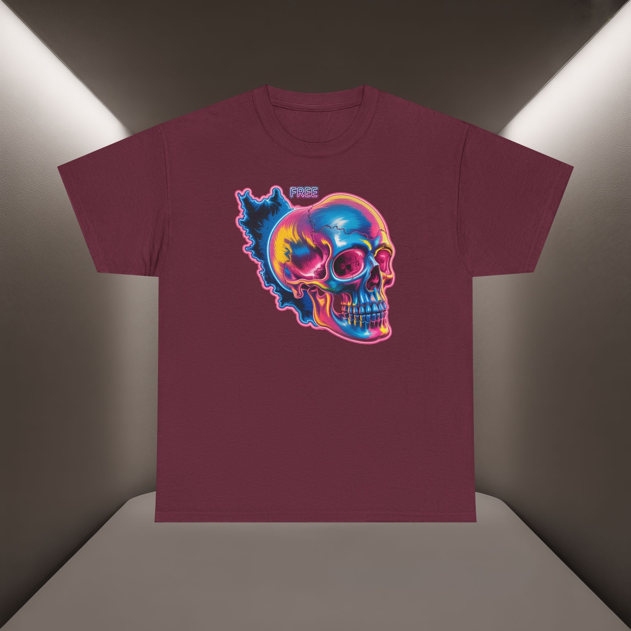 Neon Skull in Iran's map shape T-Shirt — Premium Quality