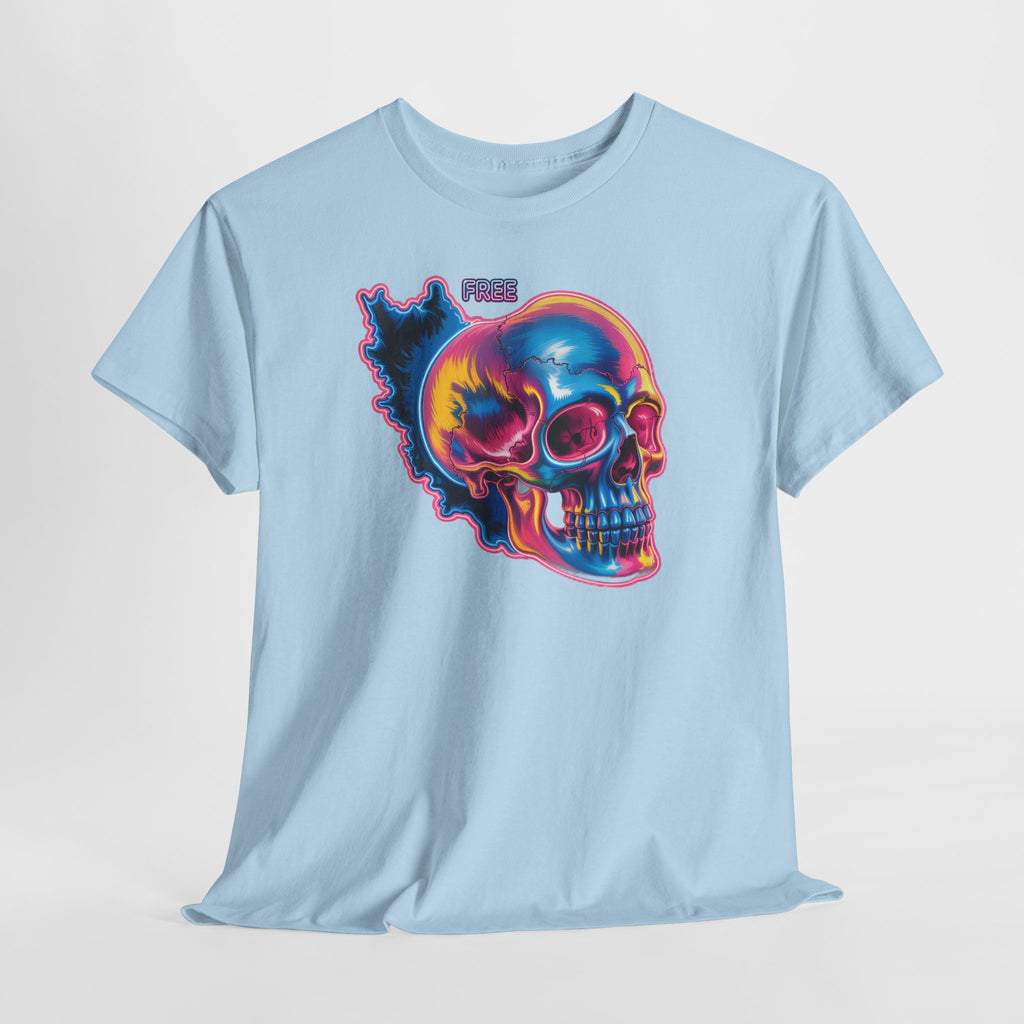 Neon Skull in Iran's map shape T-Shirt — Premium Quality
