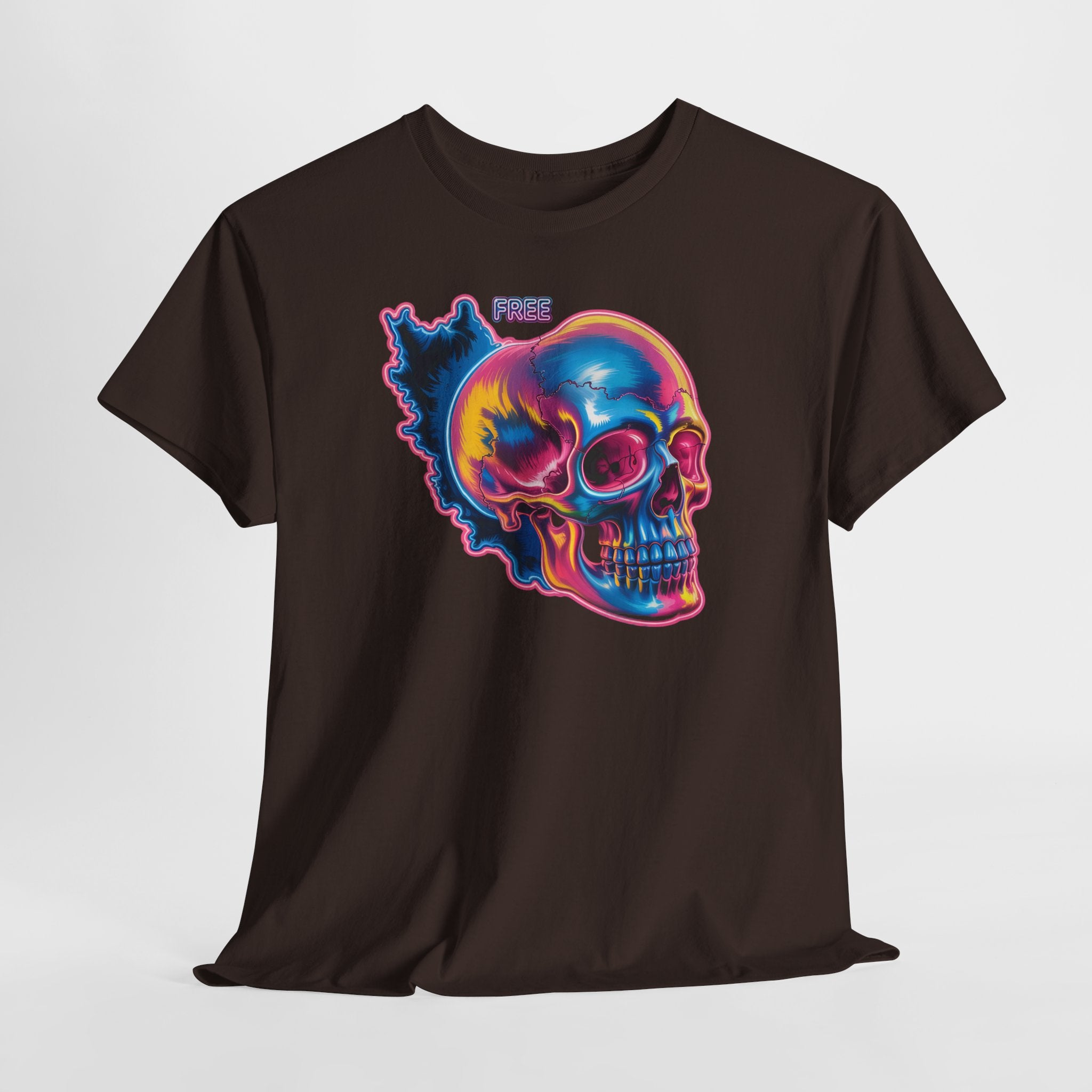 Neon Skull in Iran's map shape T-Shirt — Premium Quality