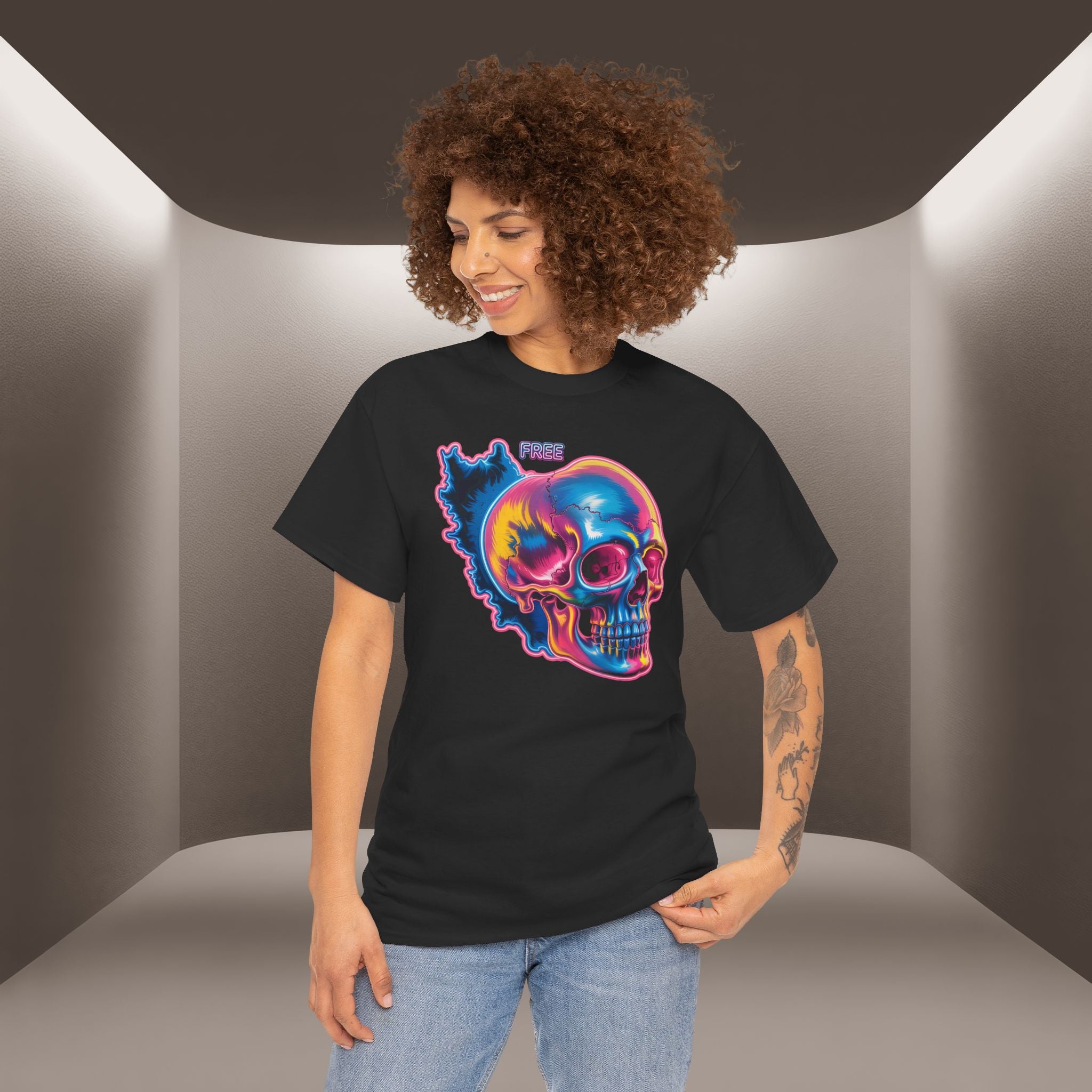 Neon Skull in Iran's map shape T-Shirt — Premium Quality