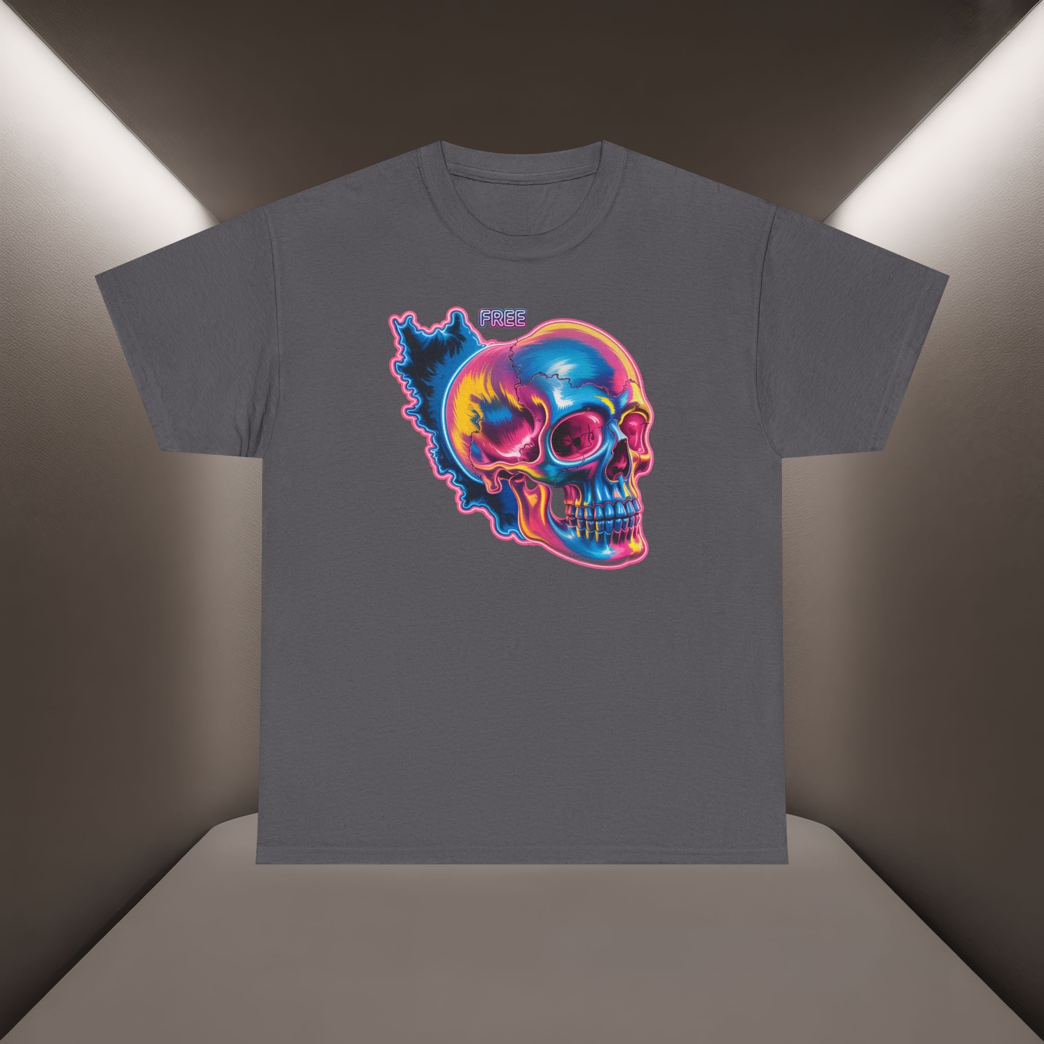 Neon Skull in Iran's map shape T-Shirt — Premium Quality