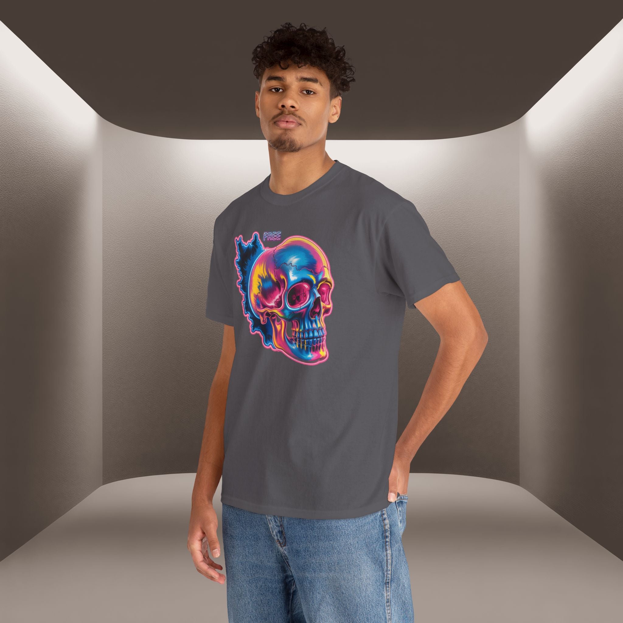 Neon Skull in Iran's map shape T-Shirt — Premium Quality