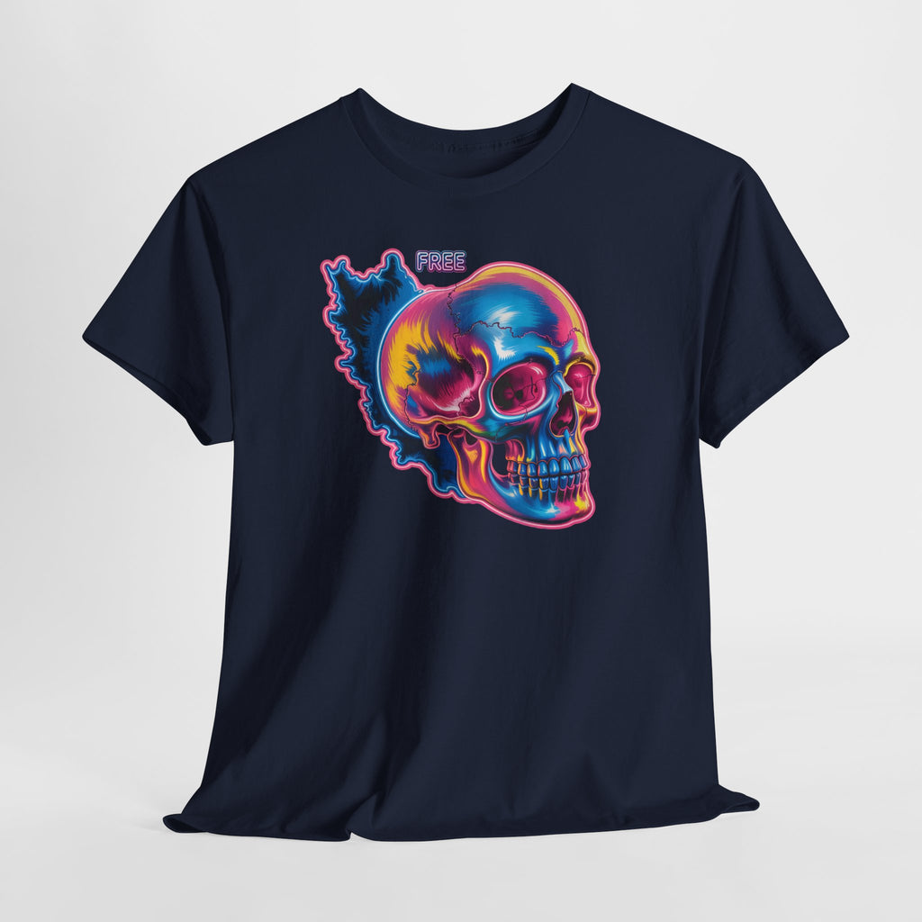 Neon Skull in Iran's map shape T-Shirt — Premium Quality