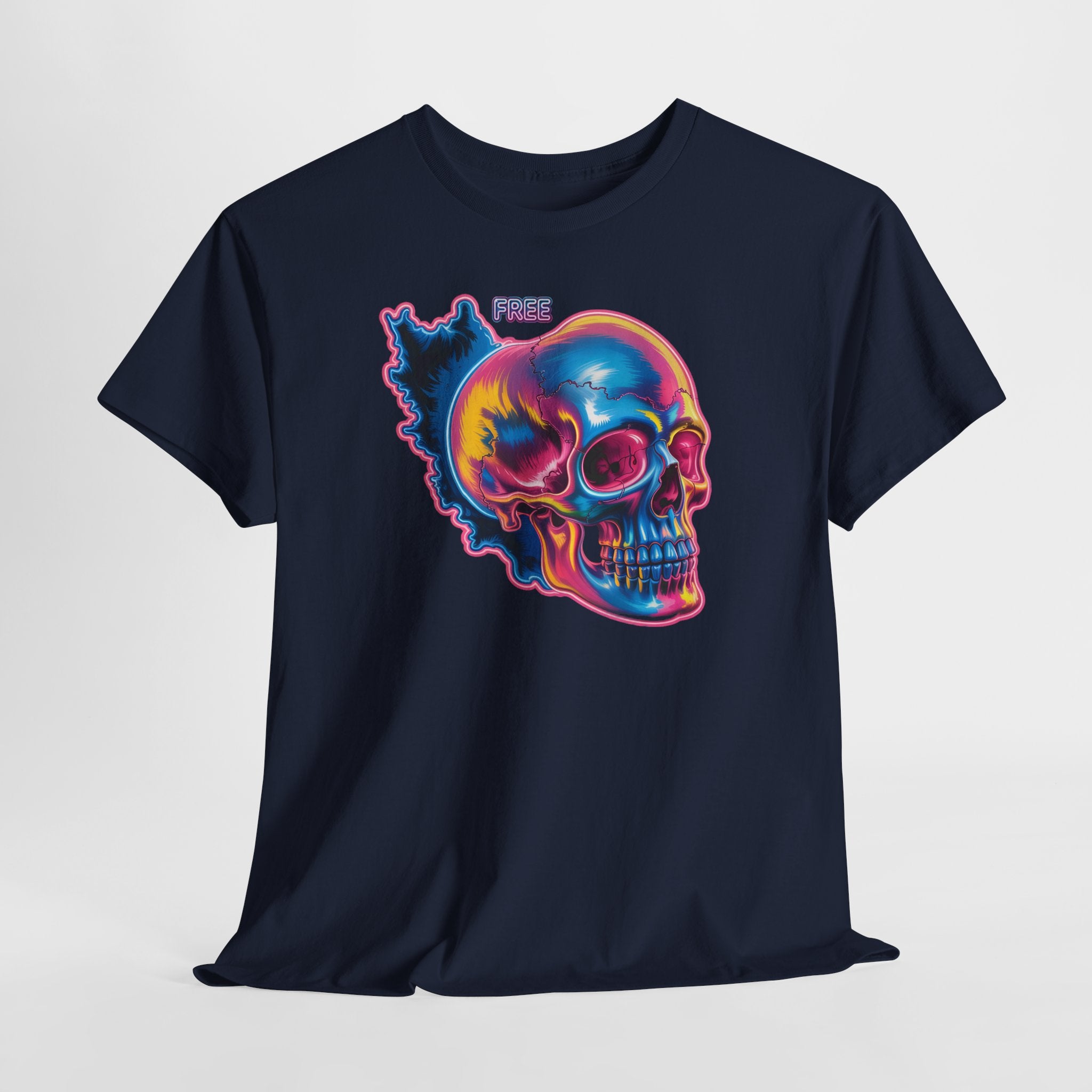 Neon Skull in Iran's map shape T-Shirt — Premium Quality