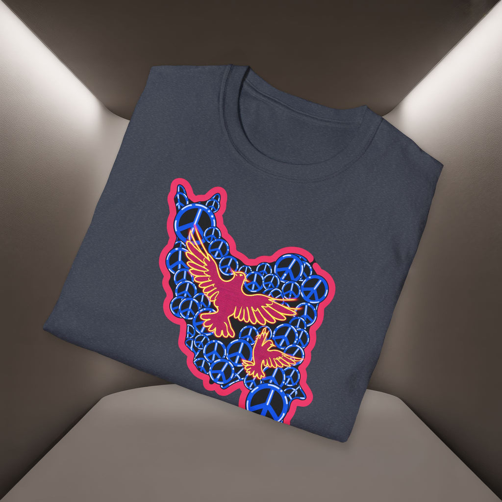 Free Iran Graphic T-Shirt — Iran Map with Peace symbols- Premium Quality