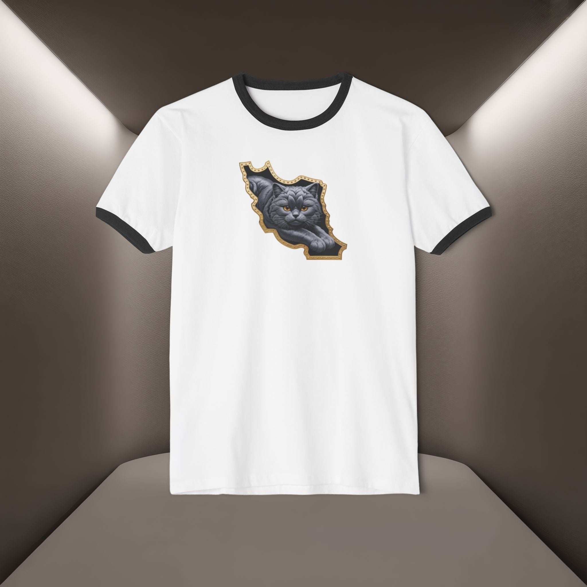 Persian Cat in a Persian Map Unisex Cotton Ringer T-Shirt - Premium quality