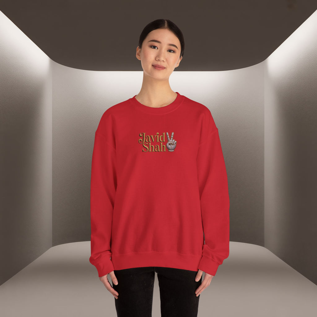 Javid Shah Peace Sign printed Sweatshirt — Vintage Script Logo Crewneck