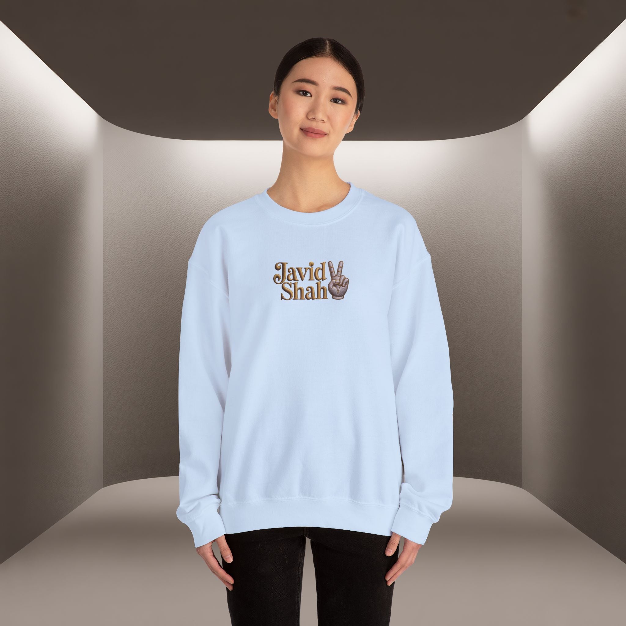 Javid Shah Peace Sign printed Sweatshirt — Vintage Script Logo Crewneck
