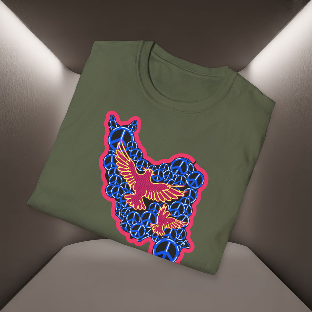 Free Iran Graphic T-Shirt — Iran Map with Peace symbols- Premium Quality