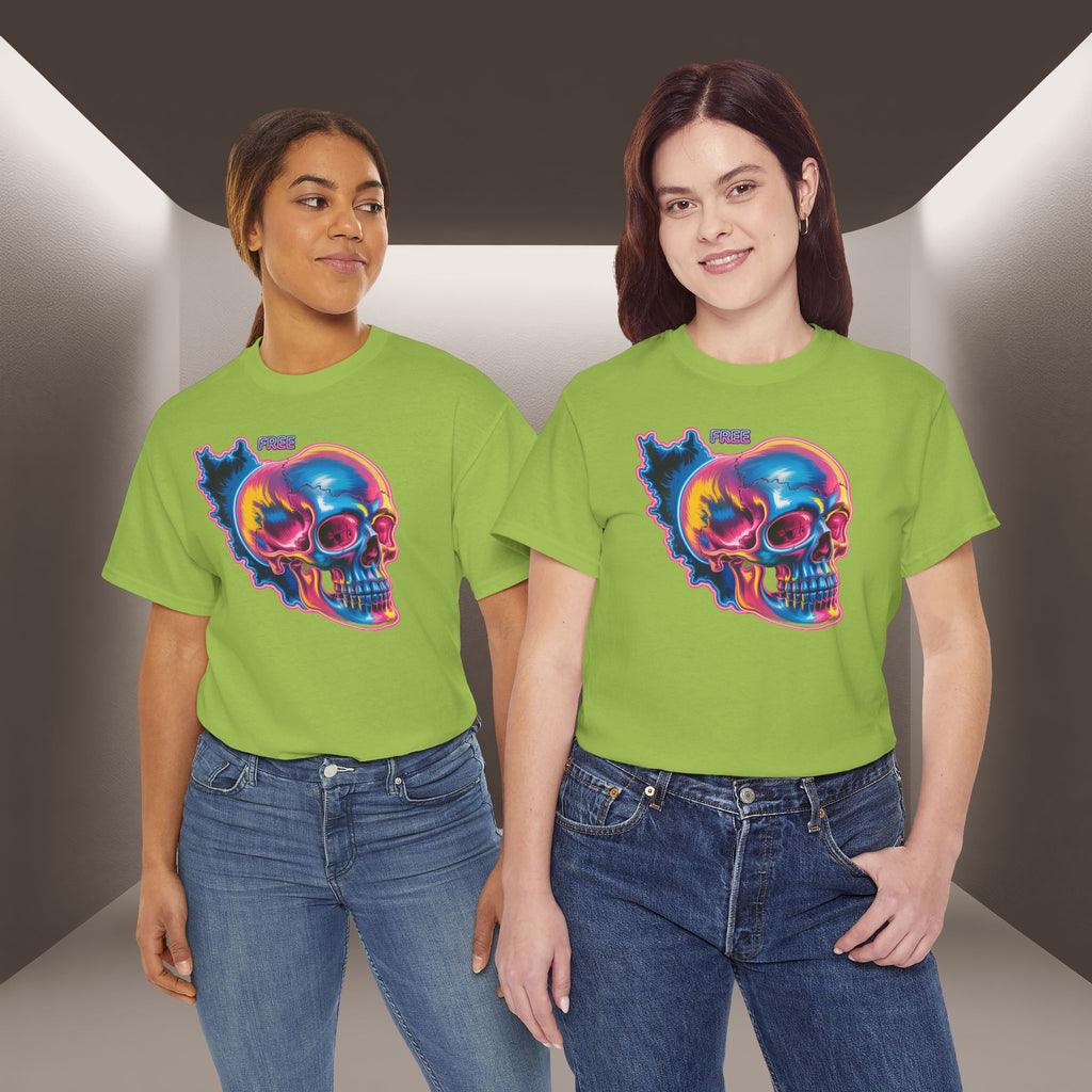 Neon Skull in Iran's map shape T-Shirt — Premium Quality