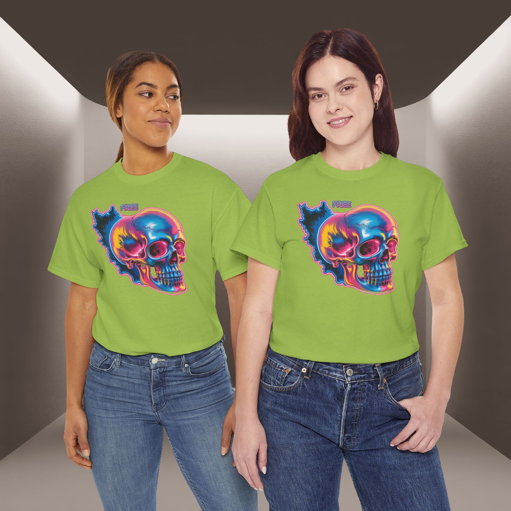 Neon Skull in Iran's map shape T-Shirt — Premium Quality