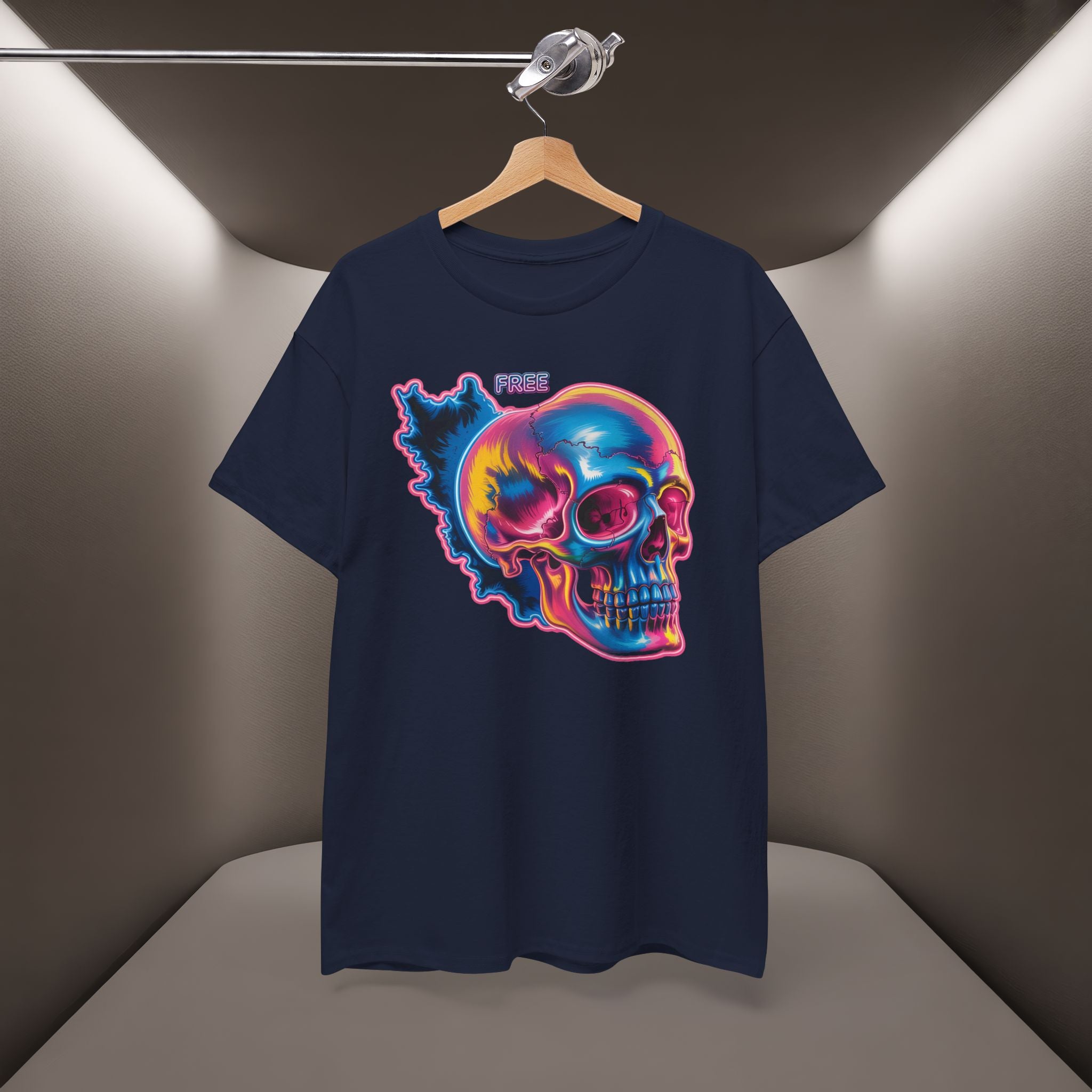 Neon Skull in Iran's map shape T-Shirt — Premium Quality