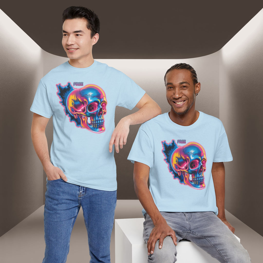 Neon Skull in Iran's map shape T-Shirt — Premium Quality