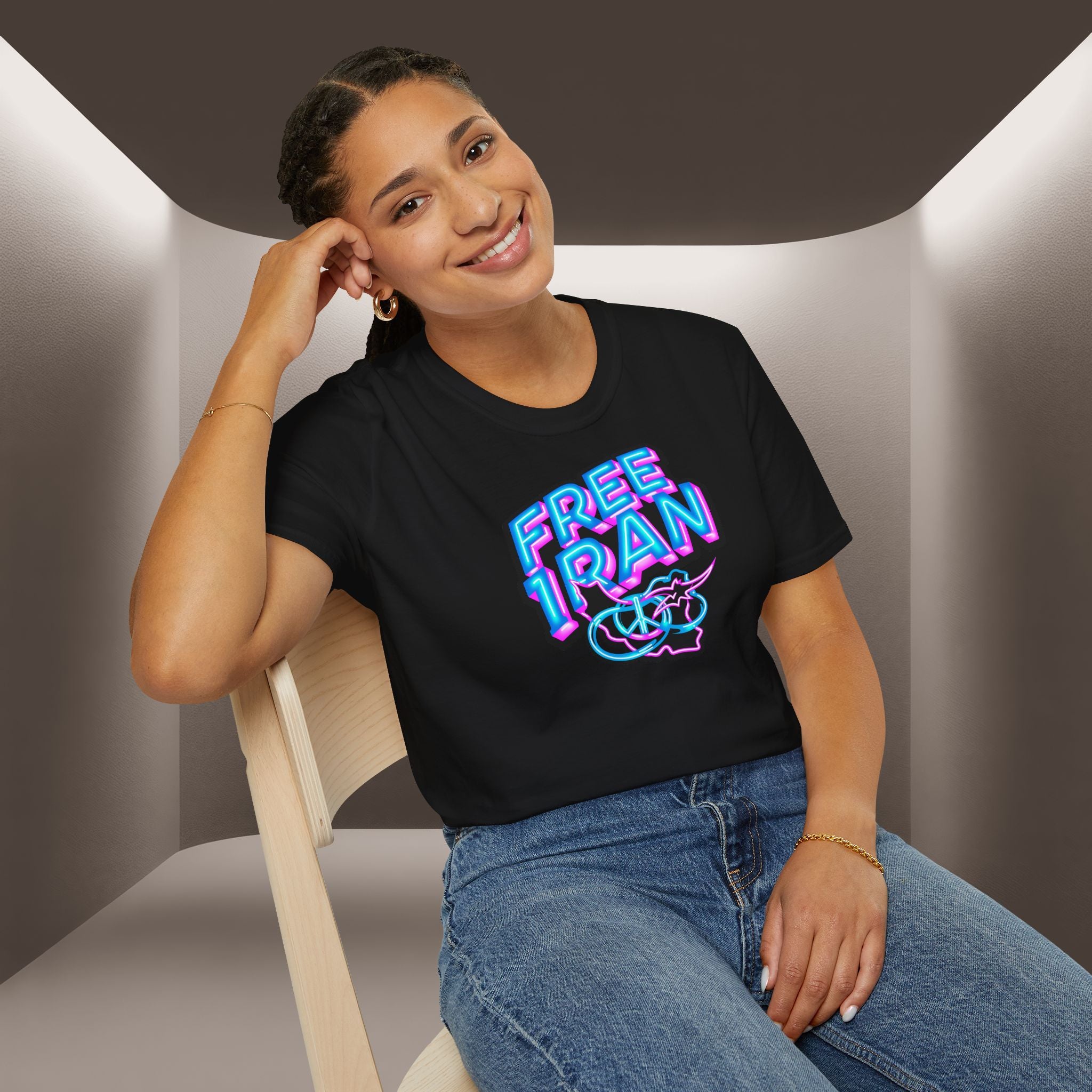 Free Iran T-Shirt — Neon design, Premium Quality