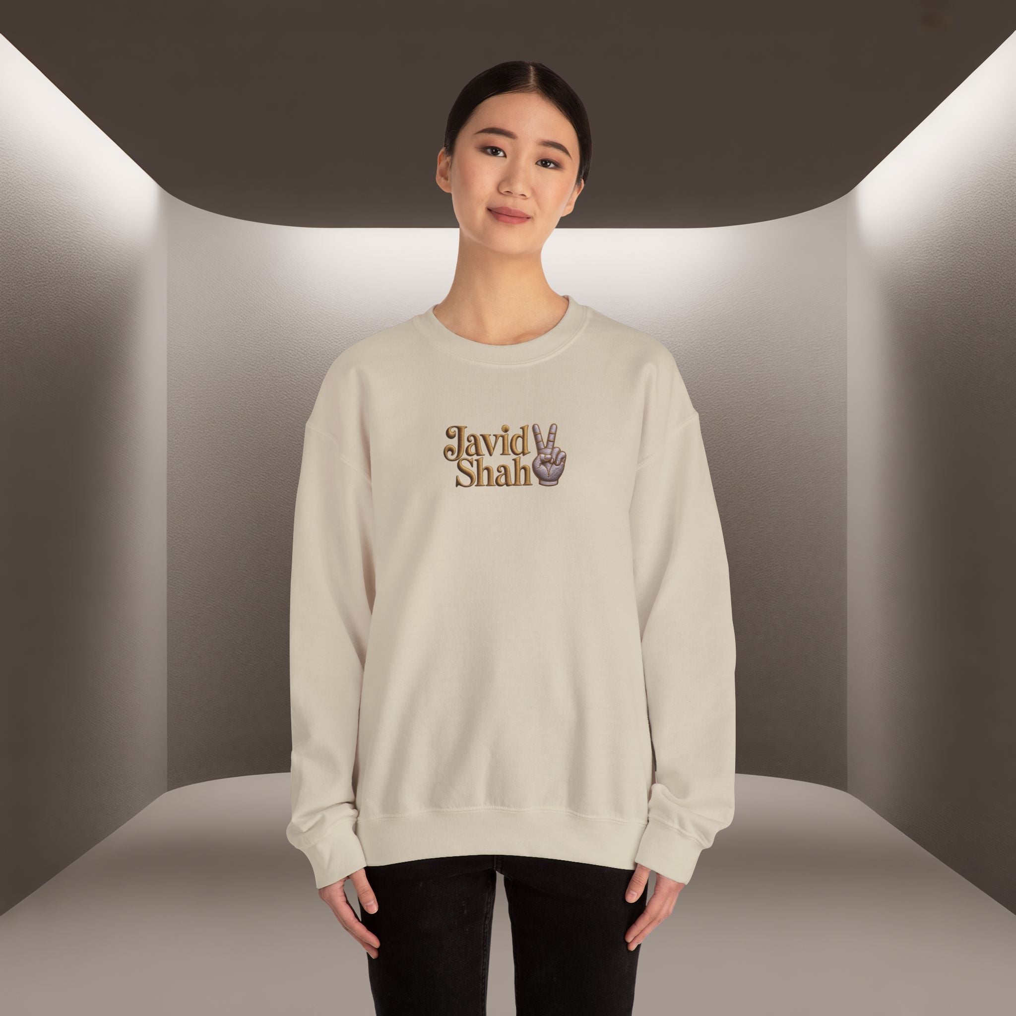 Javid Shah Peace Sign printed Sweatshirt — Vintage Script Logo Crewneck