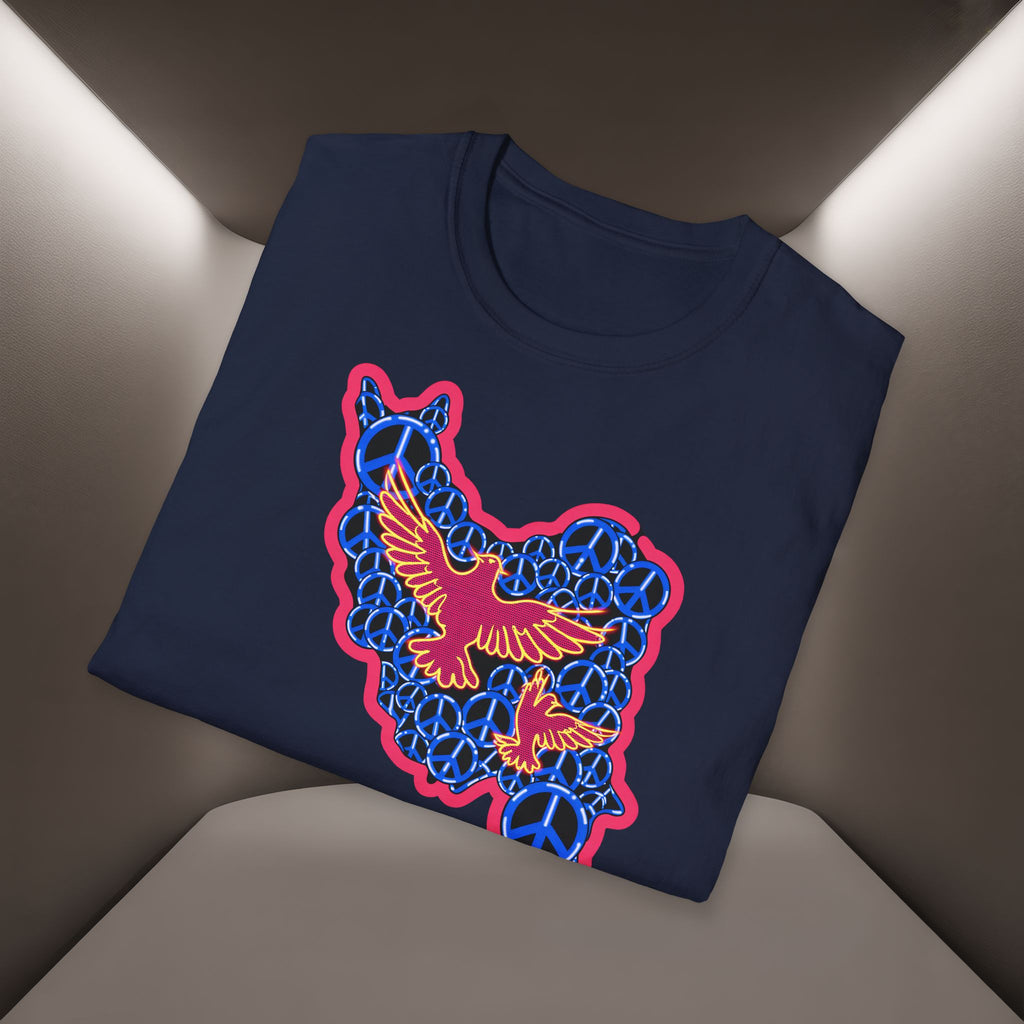 Free Iran Graphic T-Shirt — Iran Map with Peace symbols- Premium Quality